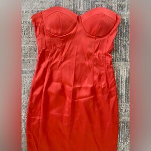 New Coral MESHKI  Bryony Cupped Bodycon Midi Dress Sz Small